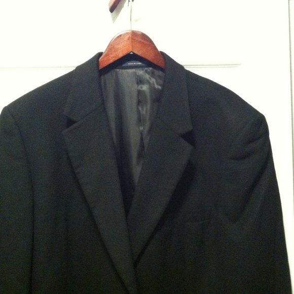 CLUB ROOM MENS PRE-OWNED BLACK 72%WOOL 20%SILK 8%CASHMERE SPORT JACKET SIZE: 48R